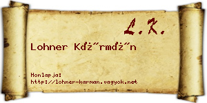 Lohner Kármán névjegykártya